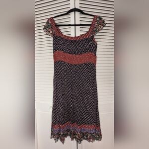 Maple Brand Off-Shoulder Cap Sleeve Floral Chiffon Dress Size Small